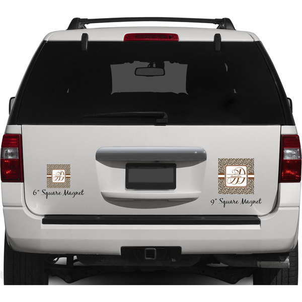 Leopard Print Personalized Square Car Magnets on Ford Explorer
