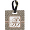 Leopard Print Plastic Luggage Tag - Square w/ Name and Initial