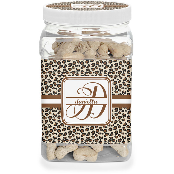 Custom Leopard Print Dog Treat Jar (Personalized)