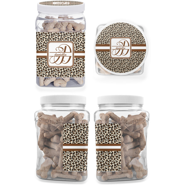 Leopard Print Pet Treat Jar - Multiple Angles