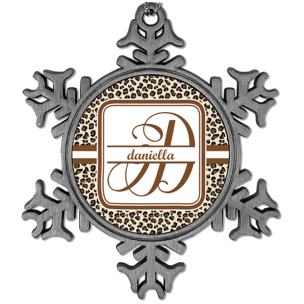 Custom Leopard Print Vintage Snowflake Ornament (Personalized)