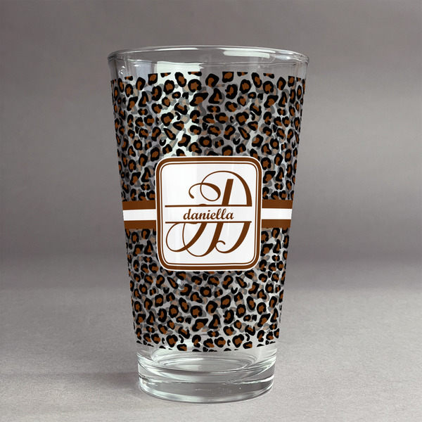 Custom Leopard Print Pint Glass - Full Print (Personalized)