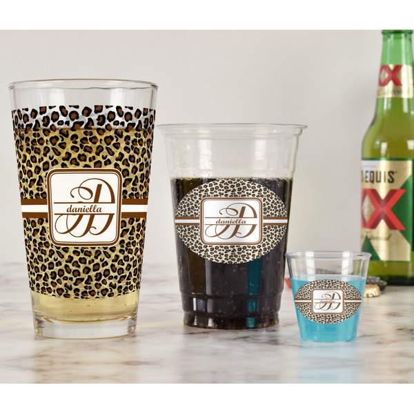 Leopard Print Pint Glass - Full Fill w Transparency - In Context