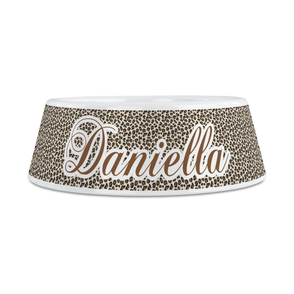 Leopard Print Plastic Dog Bowls - Medium - FRONT