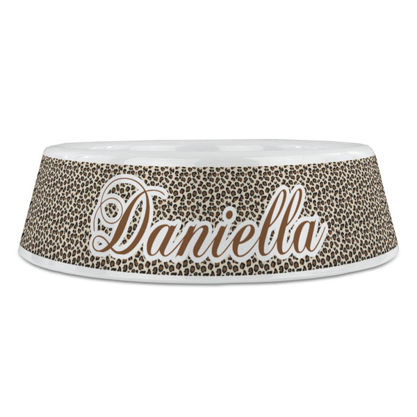 Leopard Print Plastic Pet Bowls - Large - FRONT