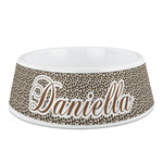 Leopard Print Plastic Dog Bowl - Medium (Personalized)