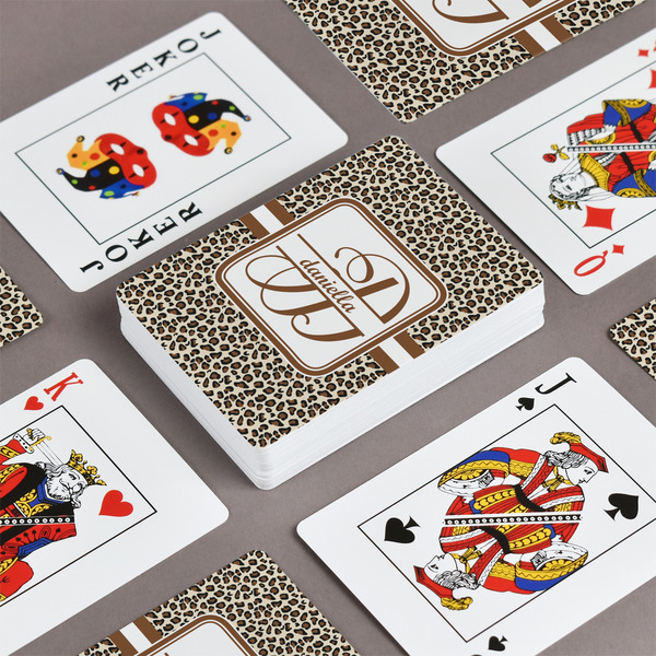 Leopard Print Playing Cards - Front & Back View
