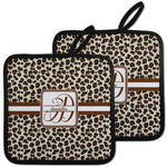 Leopard Print Pot Holders - Set of 2 w/ Name and Initial