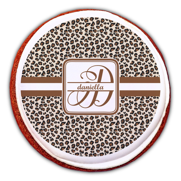 Leopard Print Printed Icing Circle - Large - On Cookie