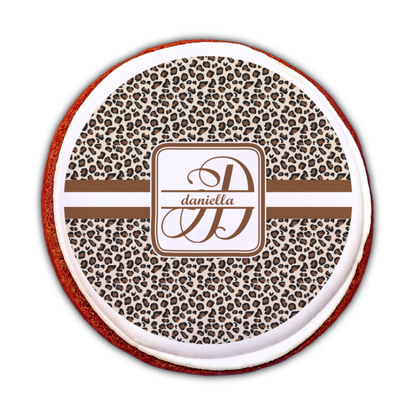 Leopard Print Printed Icing Circle - Medium - On Cookie