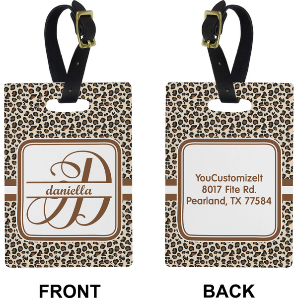 Leopard Print Rectangle Luggage Tag (Front + Back)