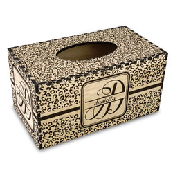 Leopard Print Wood Tissue Box Cover - Rectangle (Personalized)