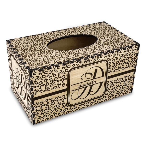 Custom Leopard Print Wood Tissue Box Cover - Rectangle (Personalized)