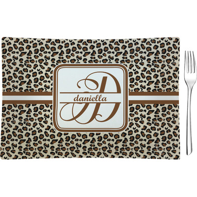 Leopard Print Rectangular Glass Appetizer / Dessert Plate - Single or Set (Personalized)