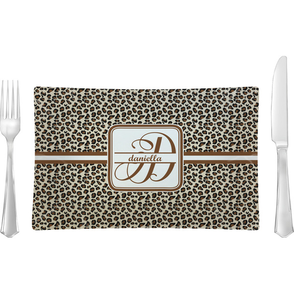 Custom Leopard Print Rectangular Glass Lunch / Dinner Plate - Single or Set (Personalized)