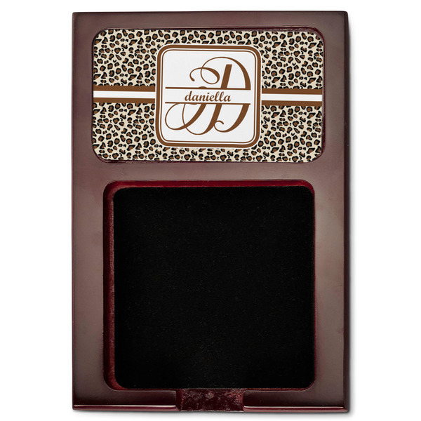 Leopard Print Red Mahogany Sticky Note Holder - Flat