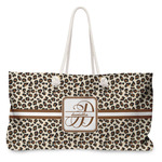 Leopard Print Large Tote Bag with Rope Handles (Personalized)