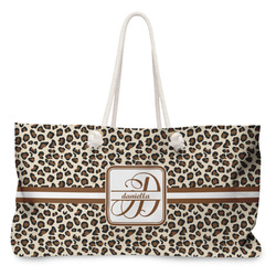 Leopard Print Large Tote Bag with Rope Handles (Personalized)