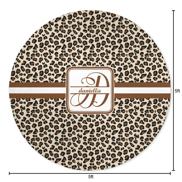 Leopard Print Round Area Rug - Size