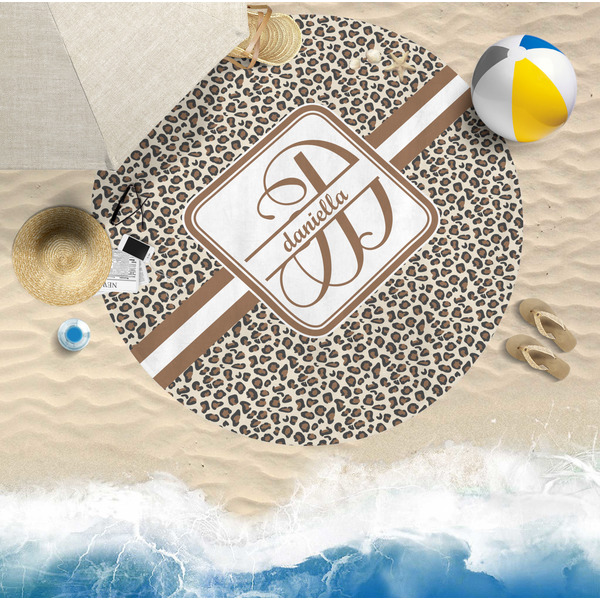 Leopard Print Round Beach Towel Lifestyle