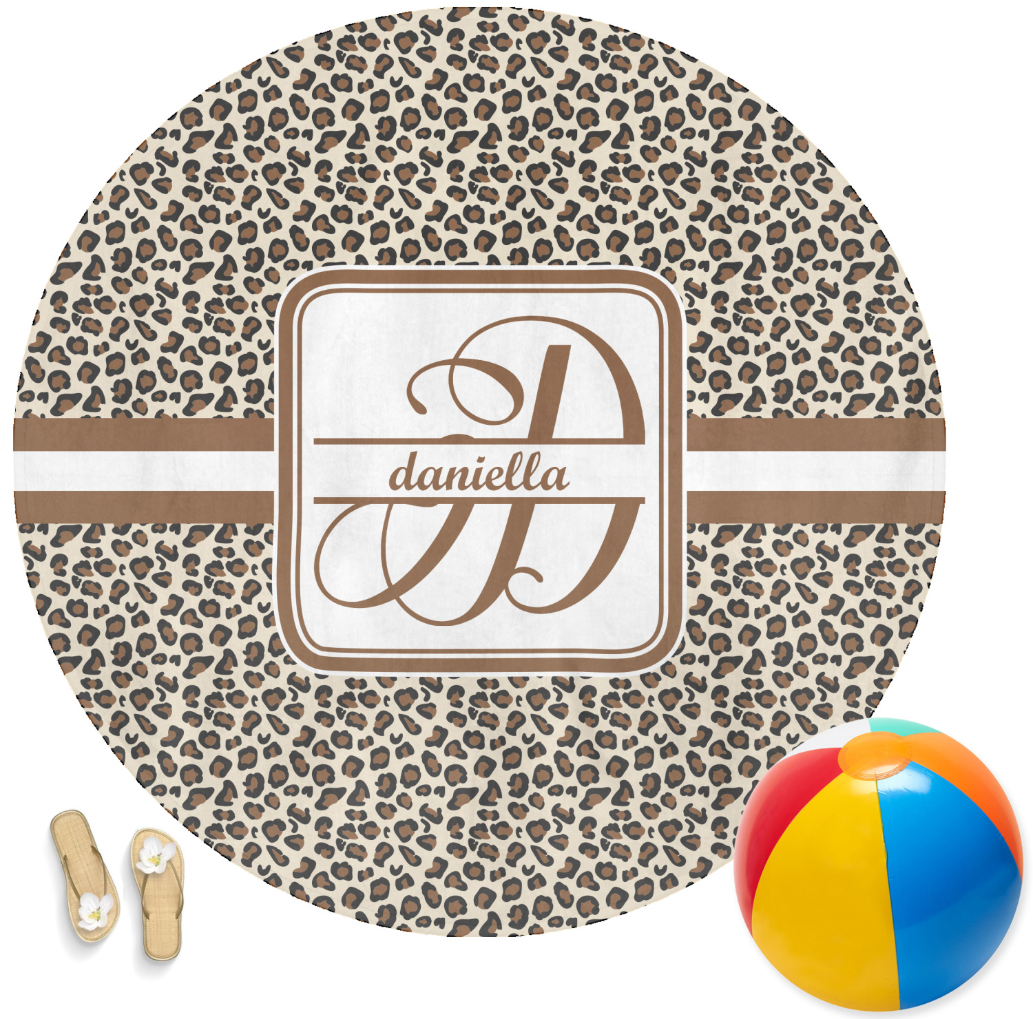 Leopard Print Round Beach Towel (Personalized) YouCustomizeIt