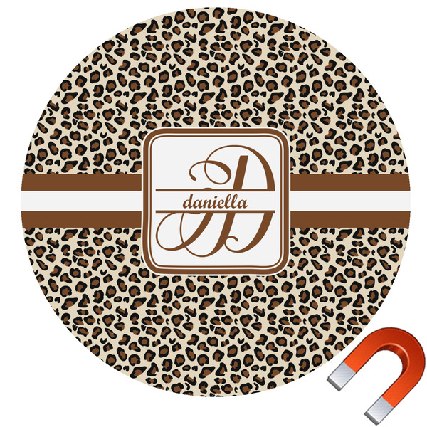 Custom Leopard Print Round Car Magnet - 6" (Personalized)