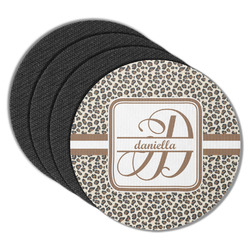 Leopard Print Round Rubber Backed Coasters - Set of 4 (Personalized)
