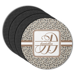 Leopard Print Round Rubber Backed Coasters - Set of 4 (Personalized)