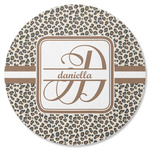 Leopard Print Round Rubber Backed Coaster (Personalized)
