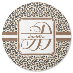 Leopard Print Round Rubber Backed Coaster (Personalized)