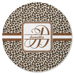 Leopard Print Round Rubber Backed Coaster (Personalized)