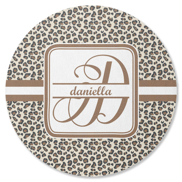 Custom Leopard Print Round Rubber Backed Coaster (Personalized)