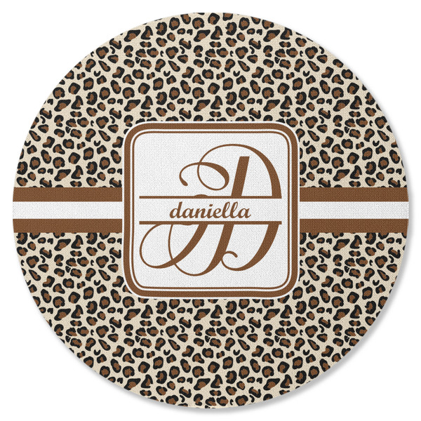 Leopard Print Round Coaster Rubber Back - Single