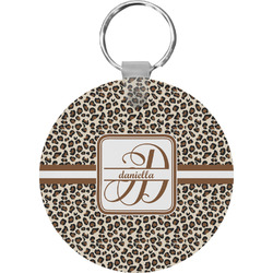 Leopard Print Round Plastic Keychain (Personalized)
