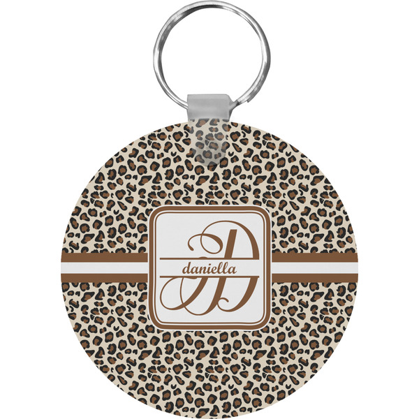Custom Leopard Print Round Plastic Keychain (Personalized)