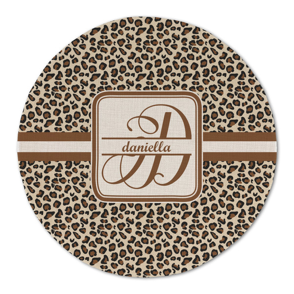 Leopard Print Round Linen Placemats - FRONT (Double Sided)