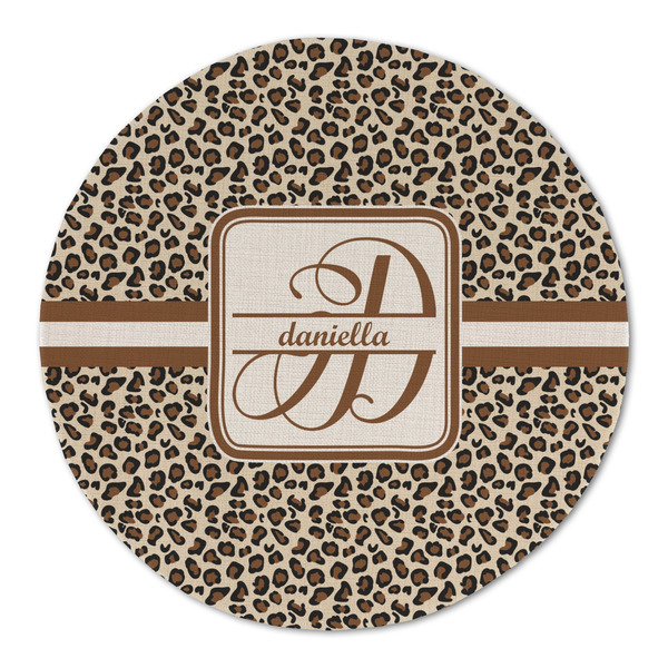 Custom Leopard Print Round Linen Placemat (Personalized)