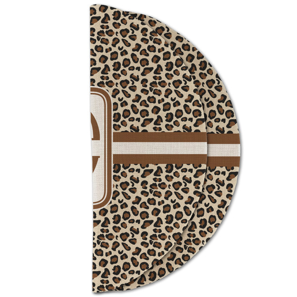 Leopard Print Round Linen Placemats - HALF FOLDED (double sided)