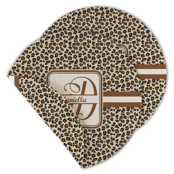 Custom Leopard Print Round Linen Placemat - Double Sided (Personalized)