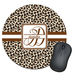 Leopard Print Round Mouse Pad (Personalized)