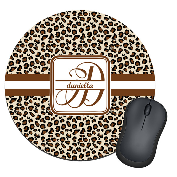 Custom Leopard Print Round Mouse Pad (Personalized)