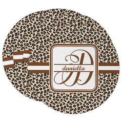 Leopard Print Round Paper Coasters w/ Name and Initial