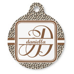 Leopard Print Round Pet ID Tag - Large (Personalized)
