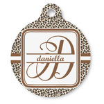 Leopard Print Round Pet ID Tag (Personalized)