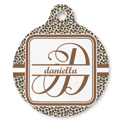 Leopard Print Round Pet ID Tag (Personalized)