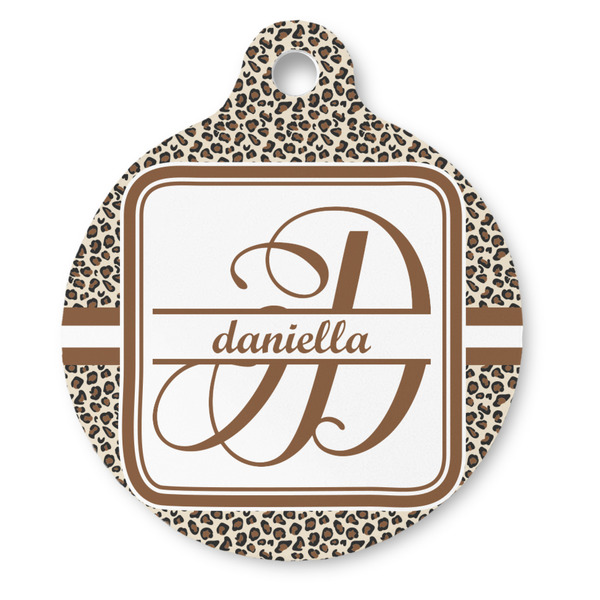 Custom Leopard Print Round Pet ID Tag - Large (Personalized)