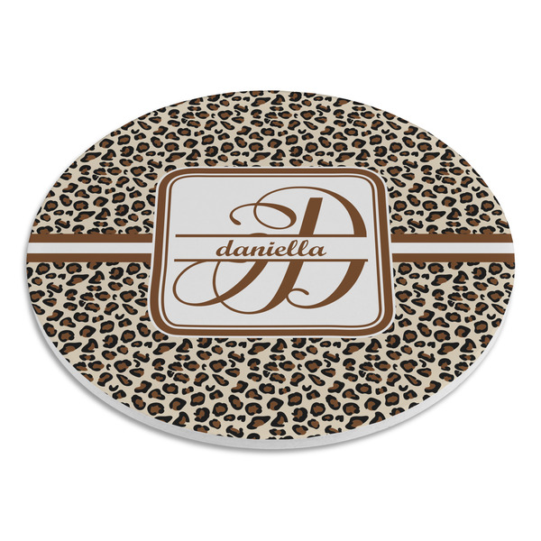 Leopard Print Round Stone Trivet - Angle View