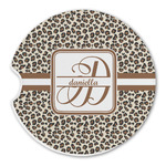 Leopard Print Sandstone Car Coaster - Single (Personalized)
