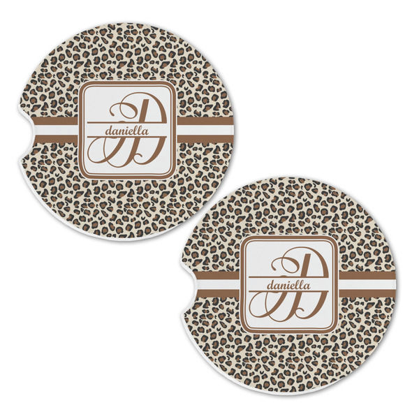 Leopard Print Sandstone Car Coasters - Set of 2