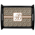 Leopard Print Black Wooden Tray - Large (Personalized)